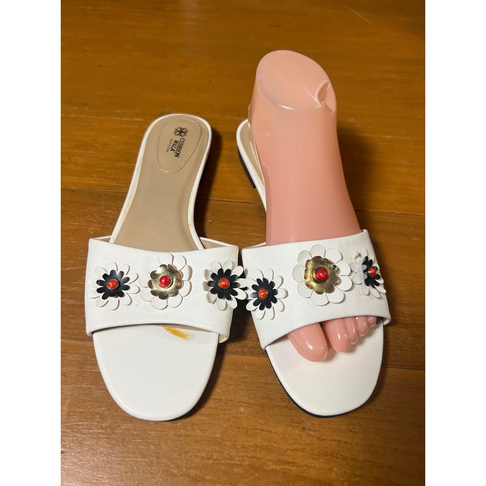 Cushion Walk by Avon‎ Womens White Floral Slide Sandals Size 10 F4173381